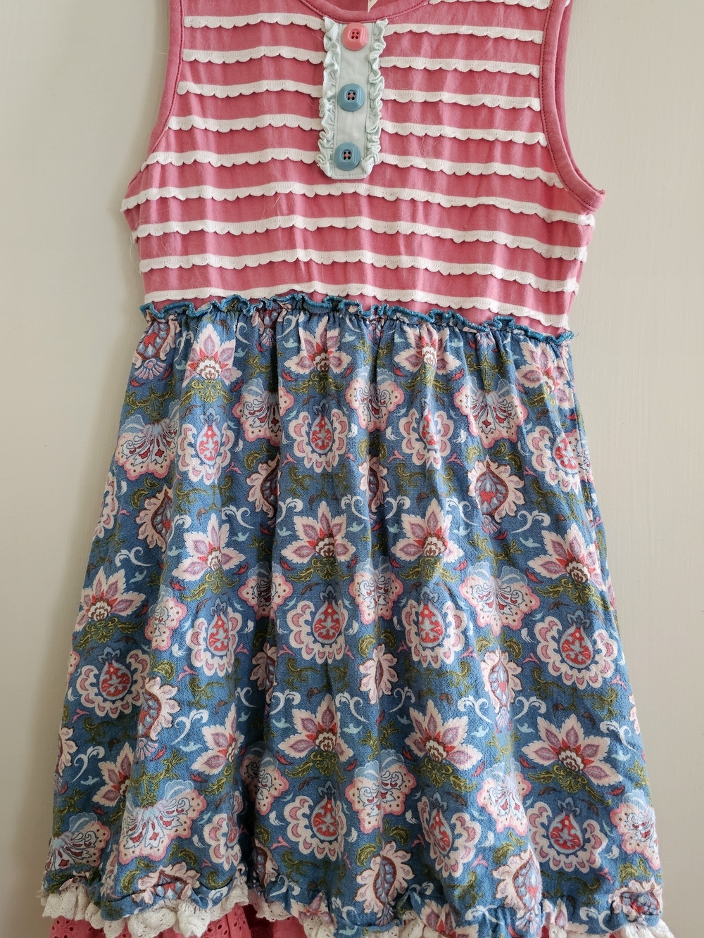 Matilda Jane Enchanted Garden Covington Dress Striped Floral Ruffle Size 8